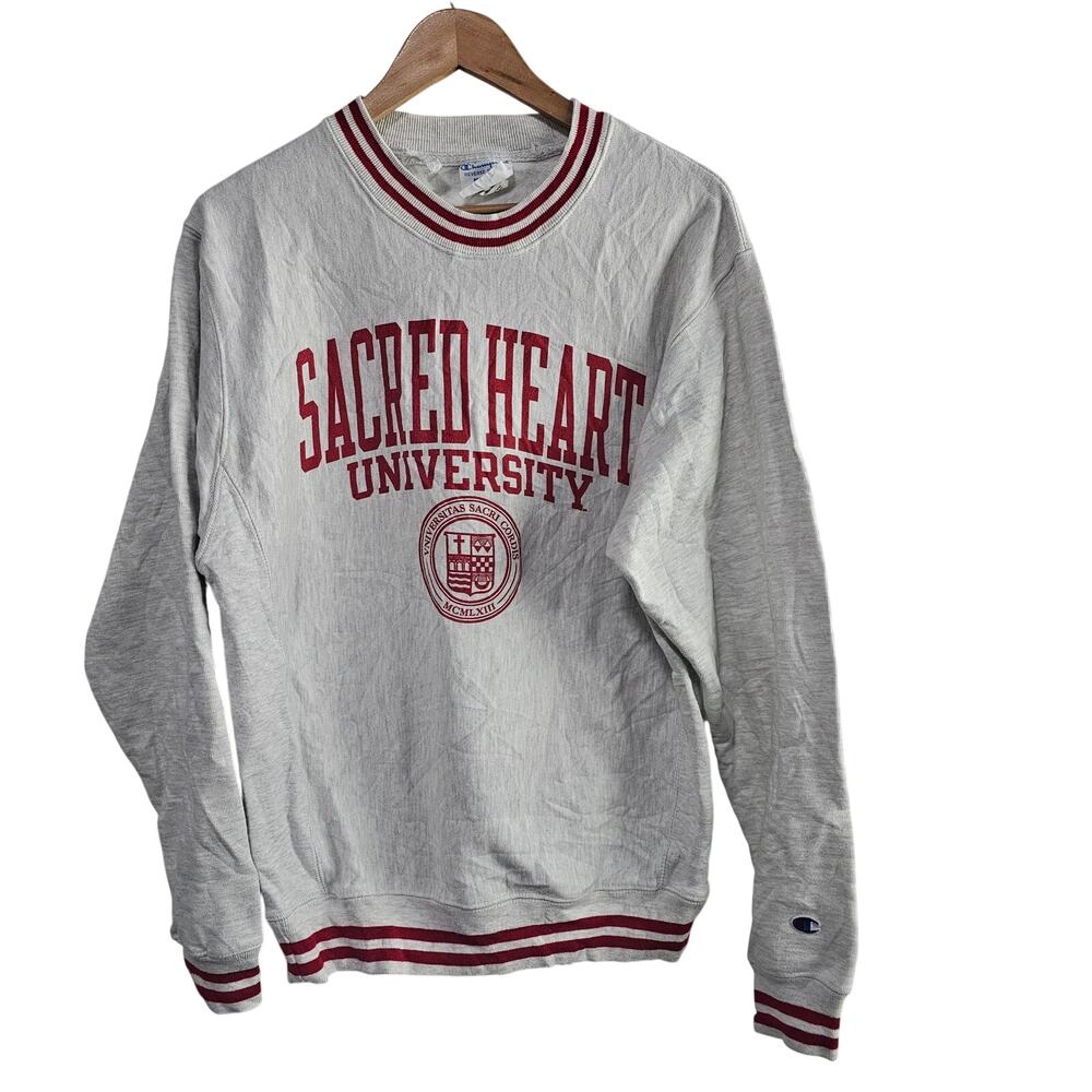 Vintage Champion Reverse Weave Sweatshirt Men M Red Sacred Heart University 90s